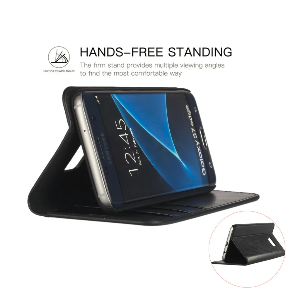 Cena Najwyższej jakości klasyczne biznes serii oryginalne skórzane etui z klapką skrzynki pokrywa dla Samsung Galaxy S5 S6 S7 krawędzi S8 S9 Plus etui na książki