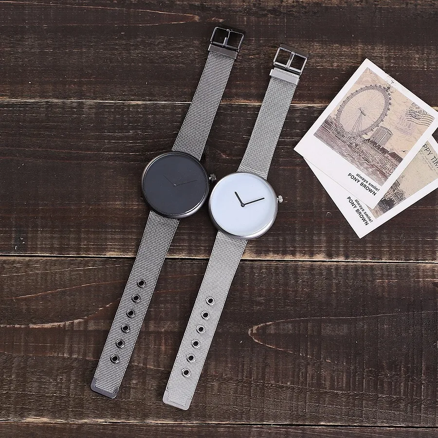 

New 2018 Vansvar Unisex Brand Women Men Stainless Steel Silver Black Mesh Sport Watch Unique Watches Casual Quartz Wristwatches