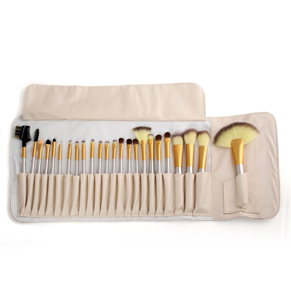 24 pcsset Professional Makeup Brushes Eyeshadow Lip Concealer Powder Foundation Brush Set Kit Cosmetic Tool with Leather Case (4)
