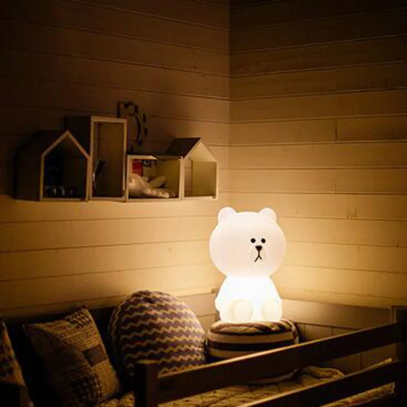 30 см бурый медведь светодиодный Ночной светильник украшения дома атмосфера настольная лампа, детские носки с принтом милых животных Детские подарок светильник вилка Европа/США