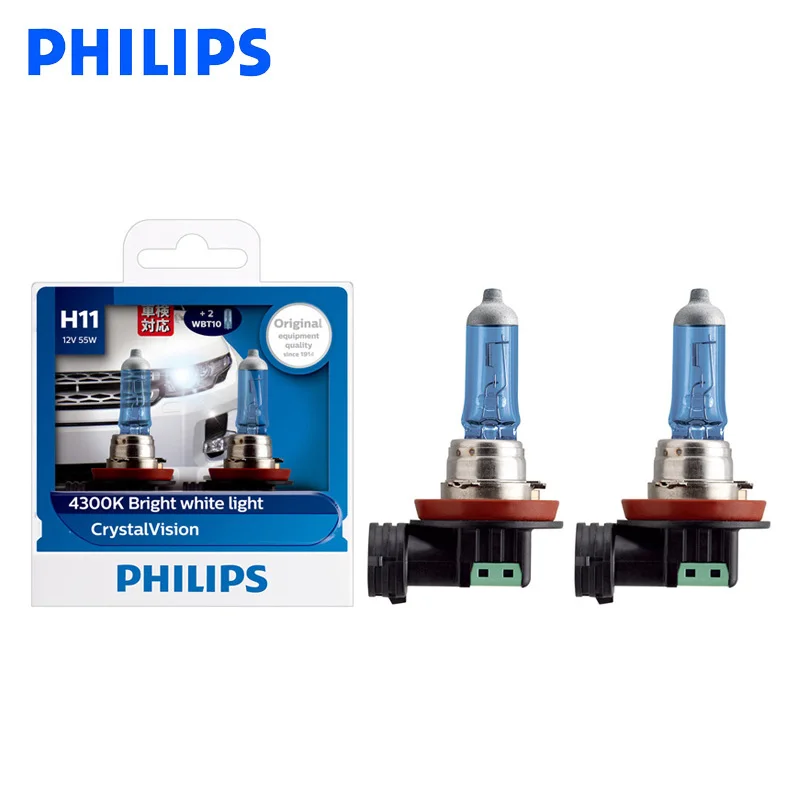 Philips H11 12V 55W хрустальные видения 4300K галогеновые лампы яркий белый светильник