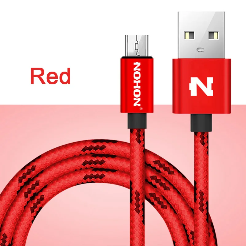 NOHON Micro USB кабель для быстрой зарядки нейлон для samsung Xiaomi huawei Nokia sony LG USB ЗУ для мобильного телефона Кабели для синхронизации данных - Цвет: Red