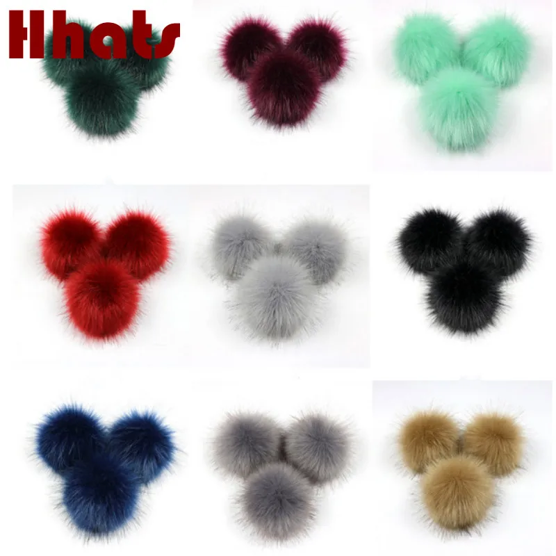 

Faux Raccoon Fur Pompom Balls With Snaps Artificial Fur Pom Pom Pompons For Beanies Hats Bags Shoes Keychain