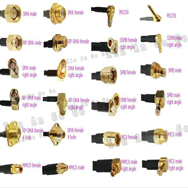 Custom RF connector SMA SMB MCX MMCX to BNC TNC FME UHF PL259 SO239 N F CRC9 TS9 MS156 Pigtail Cable One-stop purchase support