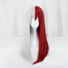 My Hero Academia Todoroki Shoto Women Long Wig Cosplay Costume Boku no Hero Academia Red White Hair Halloween Party Wig +Wig Cap My Hero Academia Todoroki Shoto Women Long Wig Cosplay Costume Boku no Hero Academia Red White Hair Halloween Party Wig +Wig Cap