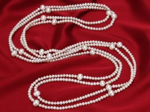 

Jew3116 genuine 6-10mm south sea round white pearl necklace 40" AAA