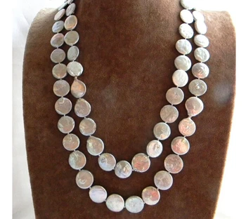 

shipping>>>>50'' 16mm Gray Coin Freshwater Pearl Necklace