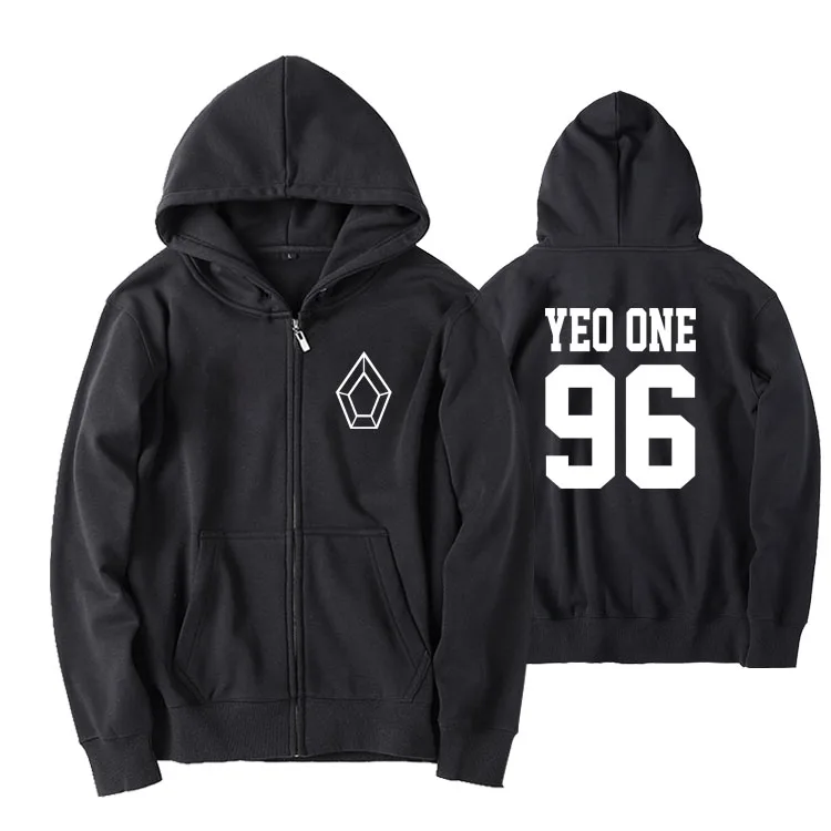 

New arrival PENTAGON member name printing zipper hoodie jacket kpop unisex fleece/thin loose sweatshirt
