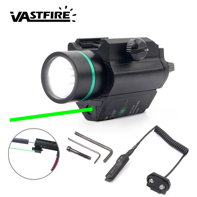 

Pistol Gun Light 200lm Weapon Flashlight Tactical sight Red/Green Laser Picatinny Rifle Hunting Optics Combo Compact Rail Mount