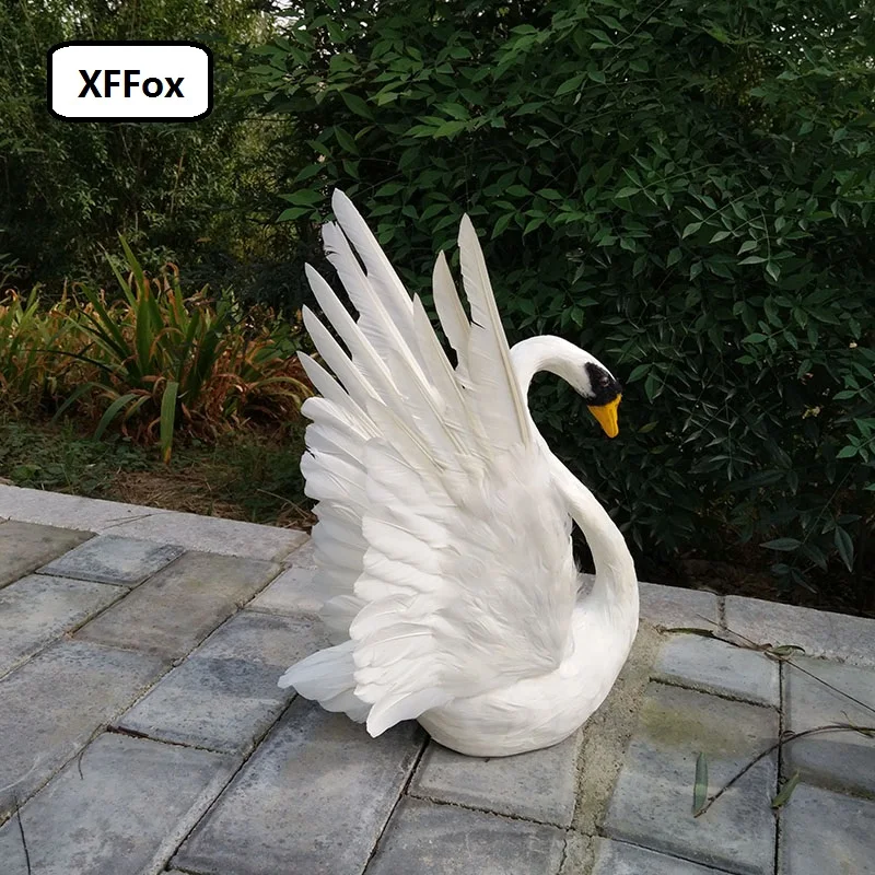 Новая модель крылья Лебедь игрушка пена и Перья Белый Лебедь подарок около 30x50 см 3001