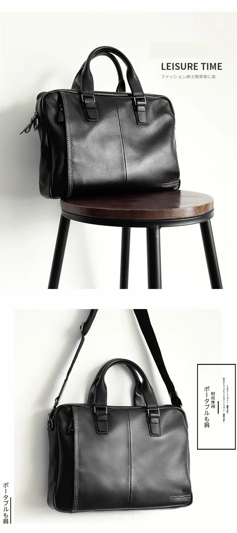 Новая натуральная воловья кожа натуральная кожа мужской портфель модная большая емкость деловая сумка черная Мужская сумка на плечо 1" Сумка для ноутбука