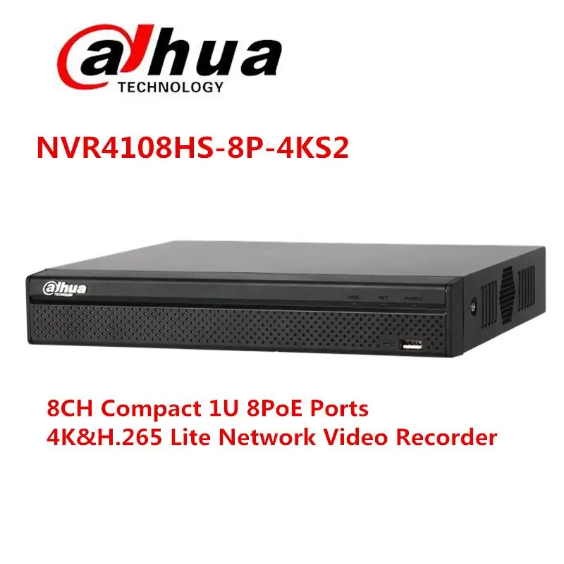 Dahua 4 K P2P видеорегистратор Регистраторы NVR4108HS 4KS2 8P 8CH H.265/H.264 до 8MP разрешение 8 штук