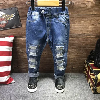 

2019 Children Broken Hole Pants Trousers Baby Boys Girls Jeans Brand Fashion Spring 2-7Y Kids Trousers Clothes Boys Denim Pants