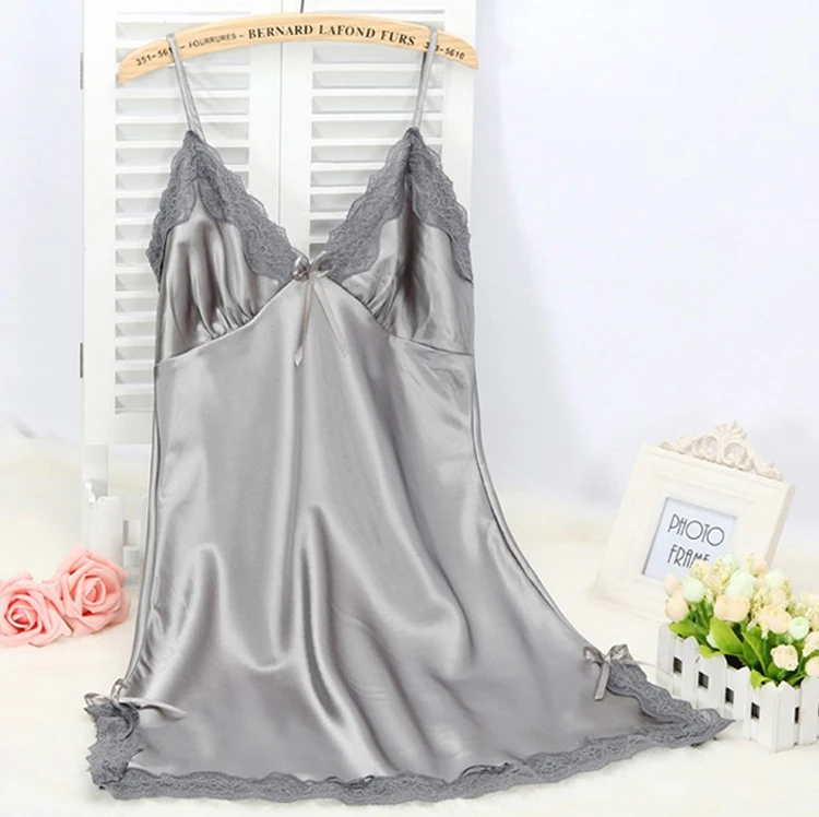 Women's Sexy V-Neck Satin Nightgown-Style2