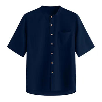 

Are you sure not to click in and see Men's Baggy Solid Cotton Linen Short Sleeve Button Pocket Футболки Tops Blouse Purchasing