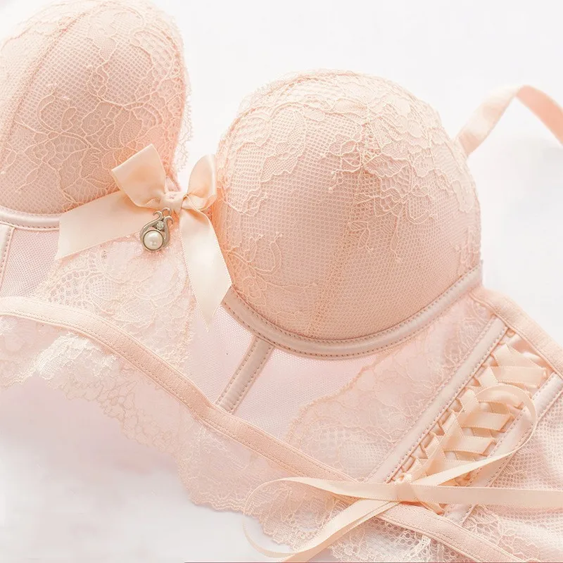 Najtaniej Roseheart nowych kobiet mody seksowna bielizna paski koronkowe Bralette bawełniane majtki push up z fiszbinami biustonosz zestawy bielizna duży rozmiar