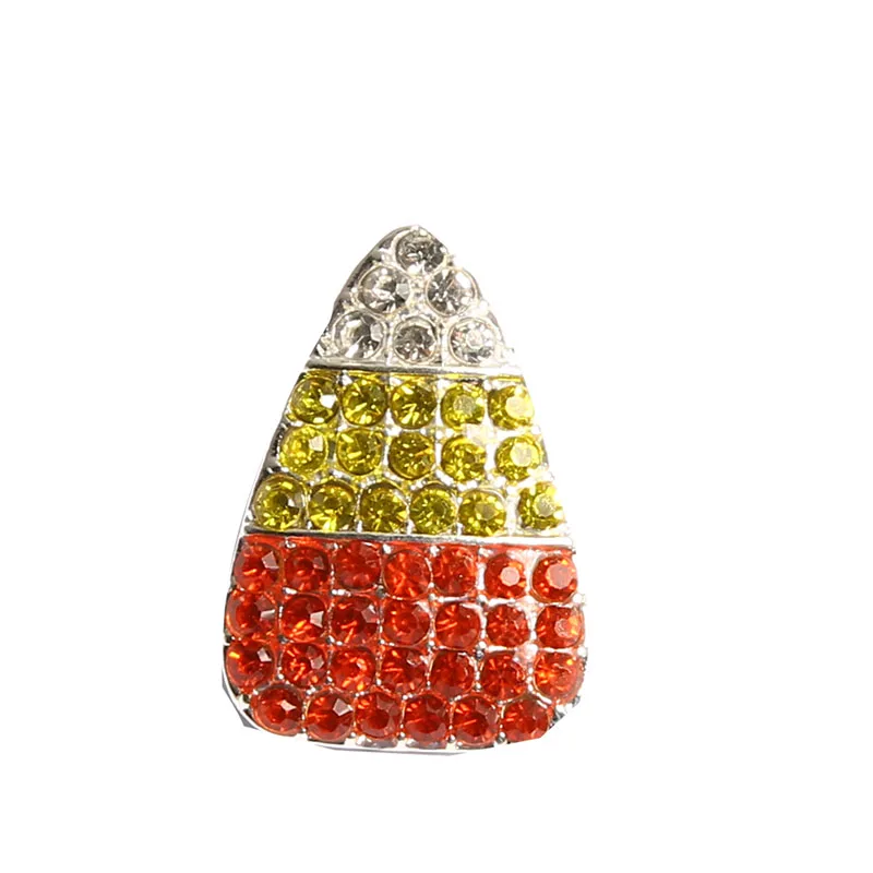 

Rhinestone button crystal Free shipping Halloween 24*16mm candy corn with slider for DIY crafts accessories 10PCS/lot(BTN-5490)