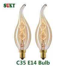 Edison ЛАМПЫ Ретро E14 C35 винтажные ncandescent лампы 110 v 220 Праздничные огни 40 w для домашнего декора