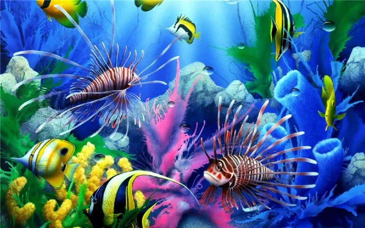 5d алмазная живопись сделай сам вышивка крестиком под водой синий мир круглая