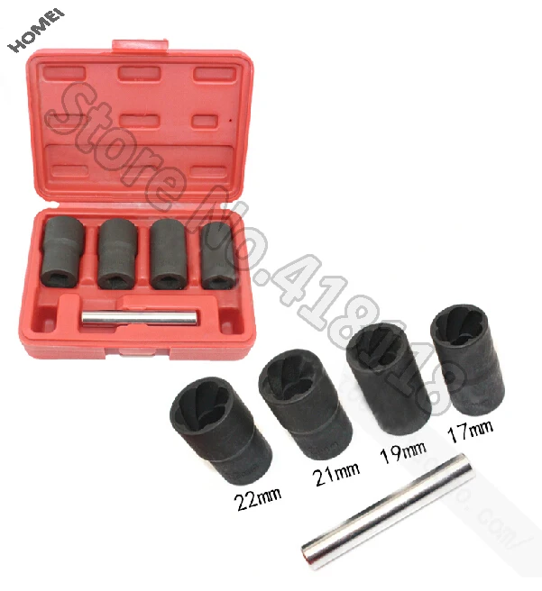 5pcs Twist Socket Set 1 2 Drive wheel lock nut remover removal