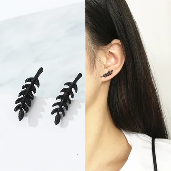 2019 nouvelles femmes de mode noir branche feuille grimpeur boucles d'oreilles géométrique Maxi déclaration boucles d'oreilles pour femmes bijoux en gros