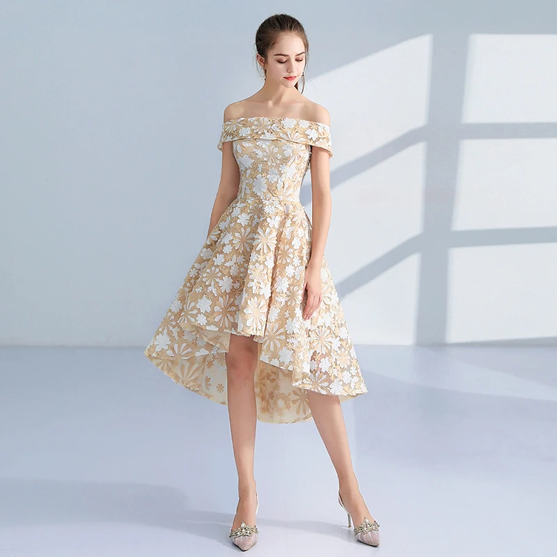2018 junior Graduation Flowers appliques Prom Dresses Short Front Long Back Evening Gown Gray Organza Fashion Party Formal Gown 2018 junior Graduation Flowers appliques Prom Dresses Short Front Long Back Evening Gown Gray Organza Fashion Party Formal Gown