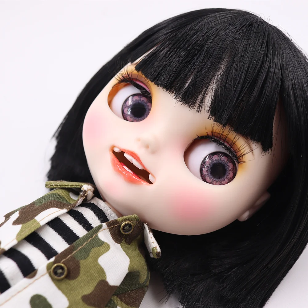 

ICY Nude Blyth Doll For Series No.BL9601 Black hair Open Mouth with teeth Carved lips Matte face Joint body 1/6 bjd