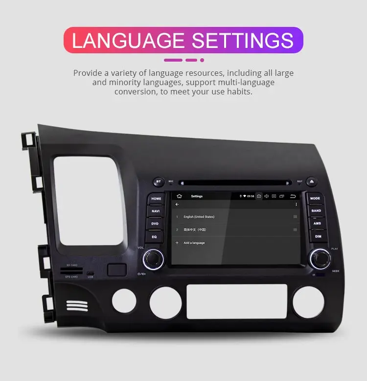 Excellent Besina Android 9.0 Car DVD Player For HONDA CIVIC 2006-2008 2009 2010 2011 Multimedia GPS Navigation Stereo 2 Din Car Radio WIFI 11