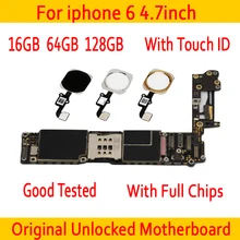 100% оригинальная разблокированная материнская плата для iphone 6 с сенсорным ID/без Touch ID, для iphone 6 логические платы, 16 ГБ/64 Гб/128 ГБ