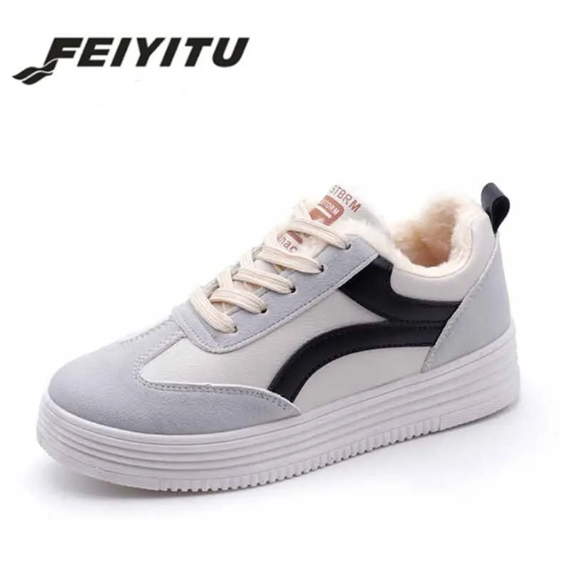 

feiyitu Winter Women's Shoes Casual Plush Leather Flock Winter Shoes Ladies Driving Ballet Shoe Woman Loafers Female Flats