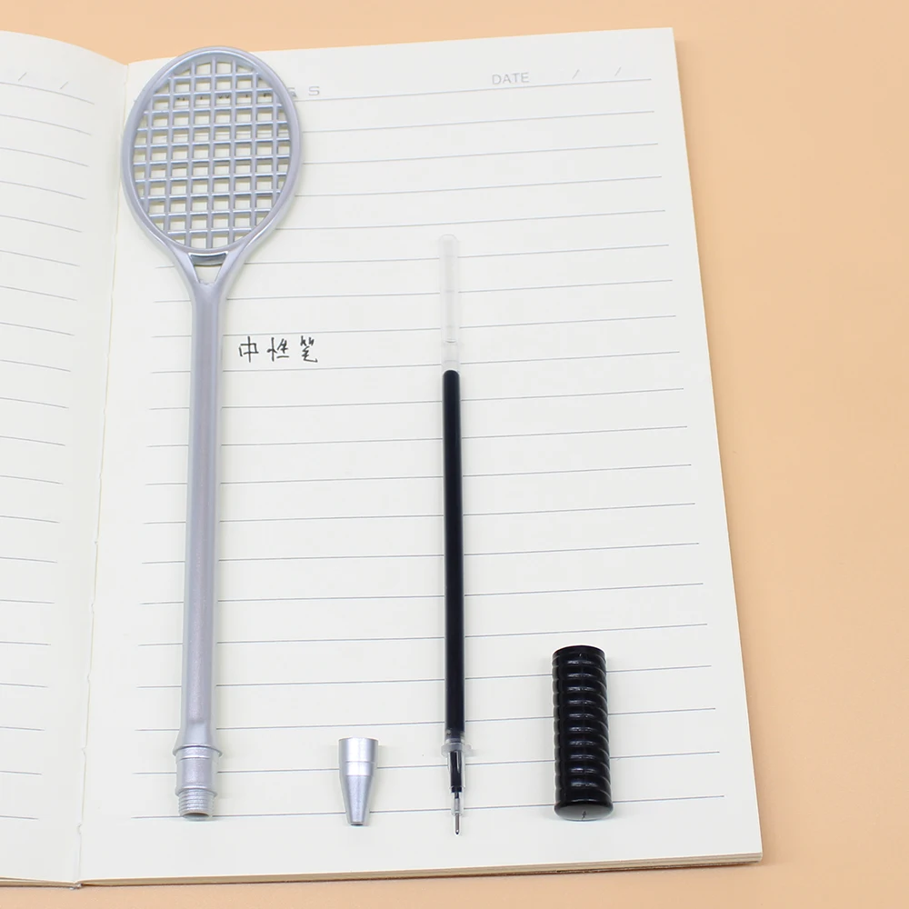 4 шт./компл. милые теннисные ракетки для укладки волос пера 0,5 мм Творческий ракетка для игры в бадминтон гелевая ручка, канцелярские принадлежности для офиса подарок, школьная принадлежность