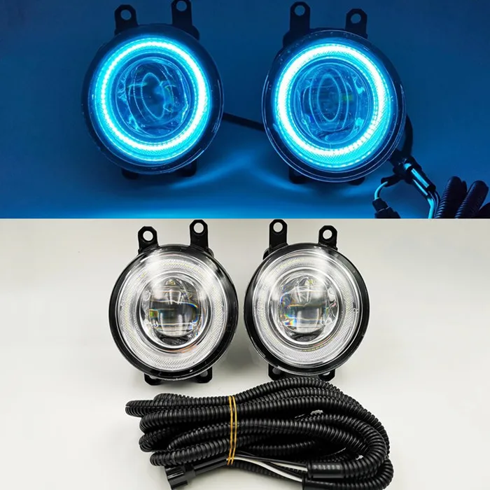 Автомобильный мигающий 2 шт. светодиодный противотуманный светильник с ангельскими глазами, лампа DRL, дневной ходовой светильник, Дневной светильник для Toyota Camry Corolla Vios Yaris Prado - Цвет: Blue Angel Eyes