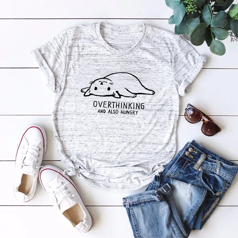 

DeRuiLaDy 2019 New Lovely Cat Letter Print Women T Shirt 100% Cotton O Neck Short Sleeve Summer T-Shirt Tops Casual T Shirts Tee