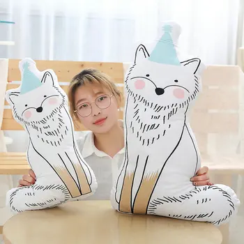 

Cute 1pc 50/85cm Creative Animals Plush Pillow Cushion Freehand Sketching Staffed Cat Fox Squirrel Toys Sofa Bedroom Decor
