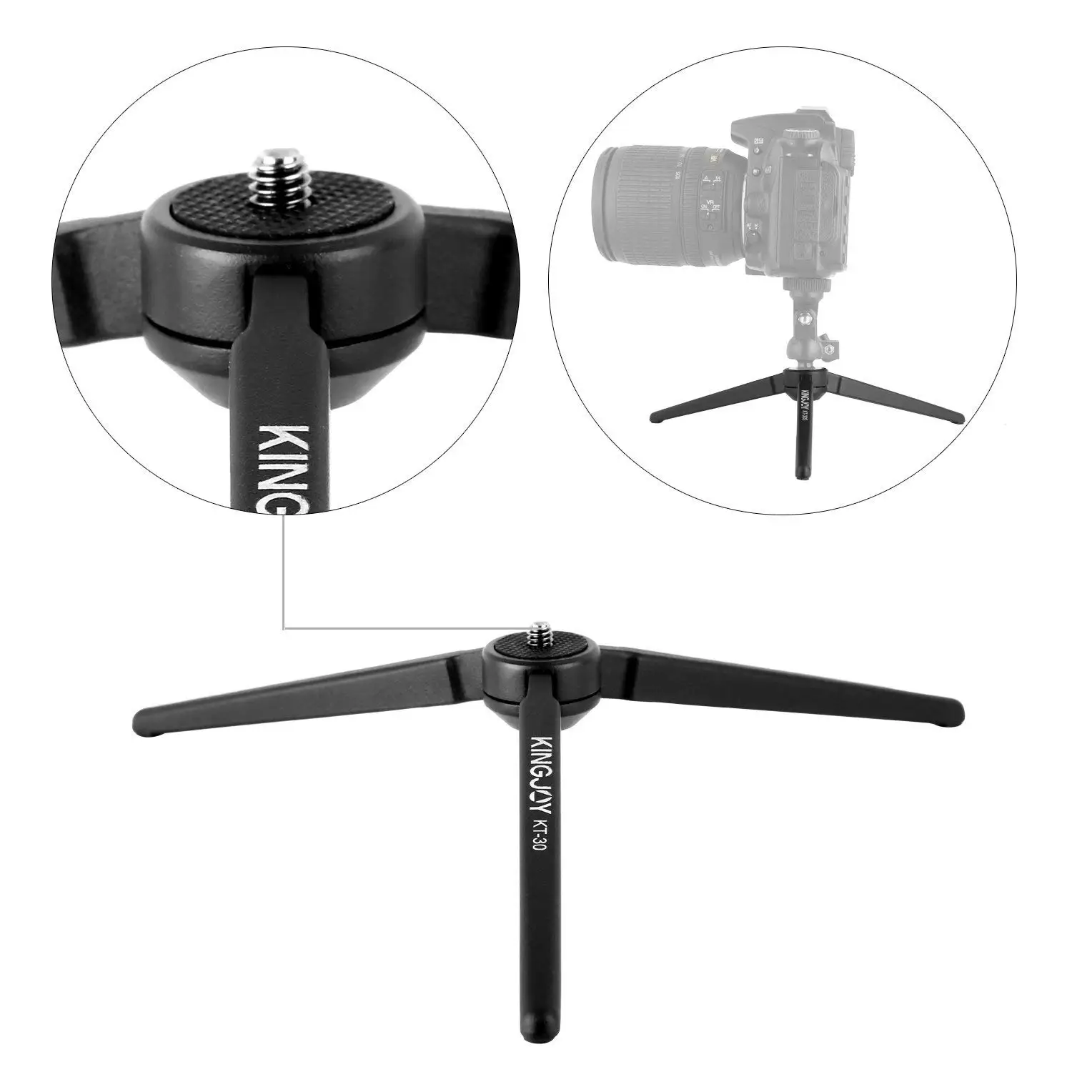 Kingjoy Mini Travel Tabletop Tripod Lightweight Stand,KINGJOY KT-30 Table Tripod Stand with Max Load up to 2.5kg/5.5lbs for DSLR Camera Cellphone Gopro Kingjoy Mini Travel Tabletop Tripod Lightweight Stand,KINGJOY KT-30 Table Tripod Stand with Max Load up to 2.5kg/5.5lbs for DSLR Camera Cellphone Gopro