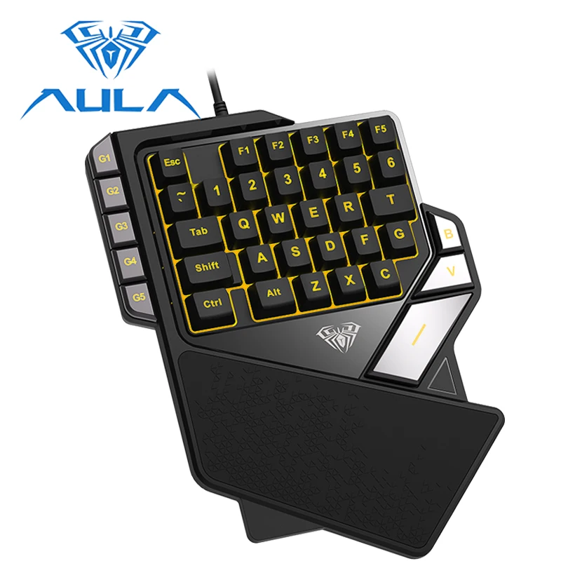 AULA Single Hand Keyboard Wired Keypad 7 Colors RGB Backlight for Desktop Laptop Phone Mini One-hand Gamer Gaming keyboard #2062