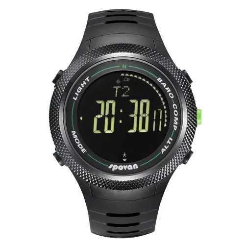 Reloj Hombre SPOVAN цифровые спортивные часы с хронографом мужские водонепроницаемые светодиодный шагомер счетчик калорий термометр военные часы мужские - Цвет: BlackB