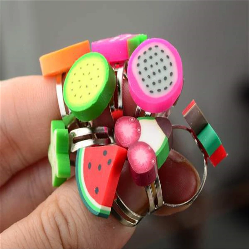 Mixed Colors Polymer Clay Children Kids Flower Finger Rings 10Pcs PINKSEE Lovely Fashion Jewelry For Gift Adjustable ring set finger ring adjustable rings