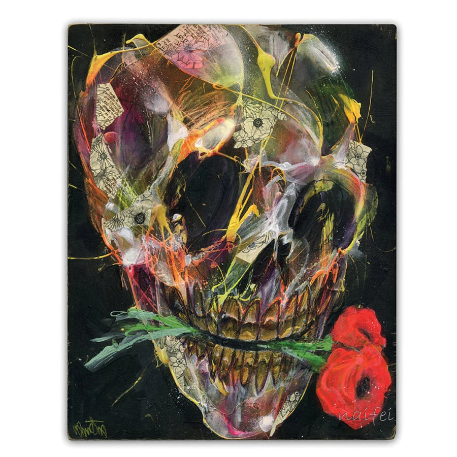 Skeleton Art 5D Diy Diamond Painting Skull Flower Full Diamond