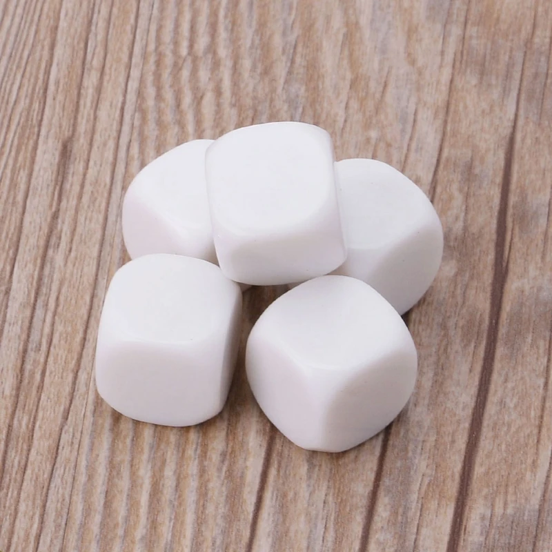 

5pcs 20mm White Blank Acrylic Dice Kid DIY Write Painting Graffiti Family Games