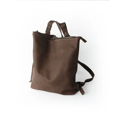 Vendange оригинальная простая Ретро сумка из натуральной кожи ручной работы рюкзак из коровьей кожи 2455 - Цвет: coffee