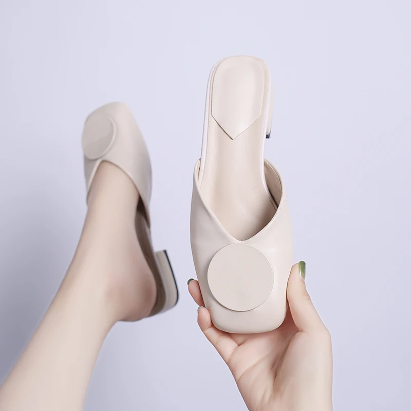 

Cute Mules Women Soft Flats Shoes Ladies Low Heels Slippers Women Summer Autumn Women Shoes 2019 Fashion Slip On Shoes Plus Size