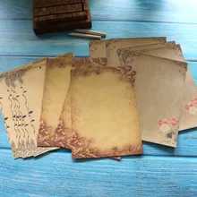 Marrón de Kraft de papel de carta 16 hojas Vintage diseño de la flor de papel con membrete carta escribir letras de papel de dibujo boceto papelería