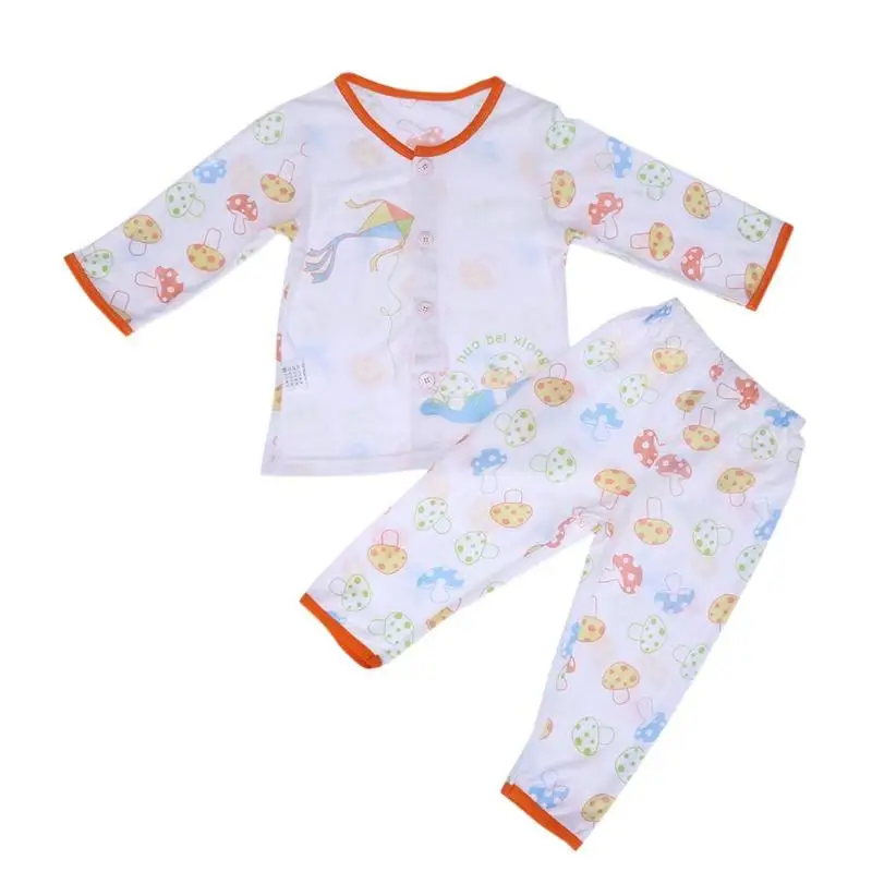 

2pcs/Set Infant Baby Mushroom Pattern Cardigan Homewear Top+Pants Orange