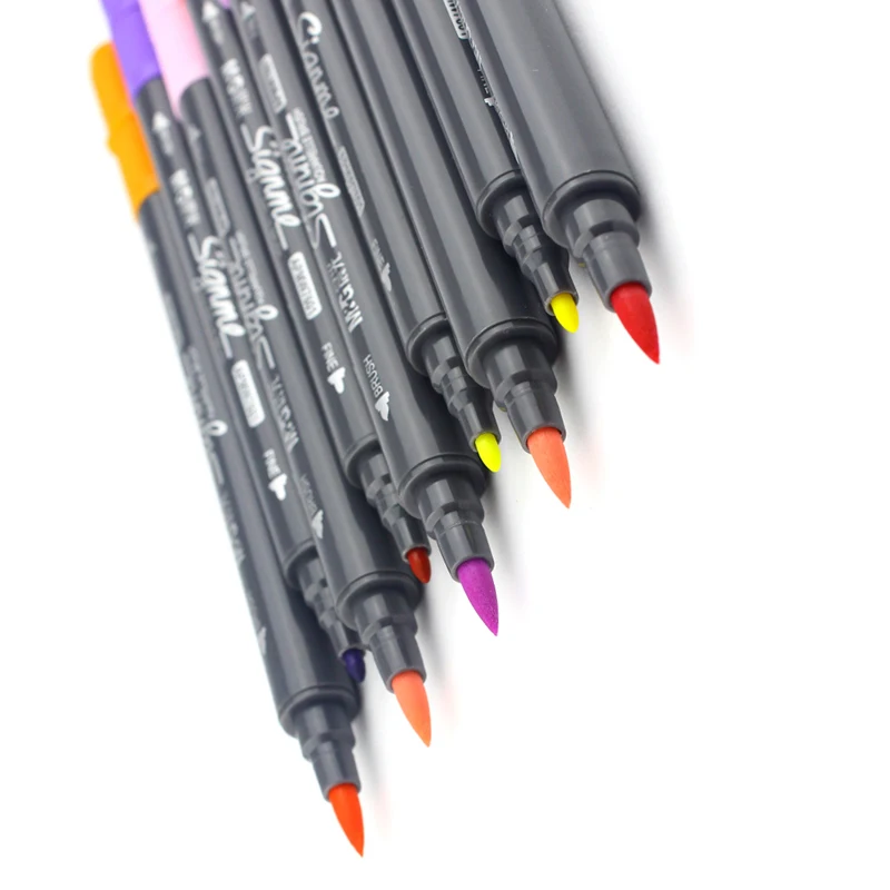 Marcadores de Arte Novo Cores Caneta Esboço Escrita Duplo Slider Óleo-baseado Marcador Arte Pintura Desenho Material Escolar 2020 24