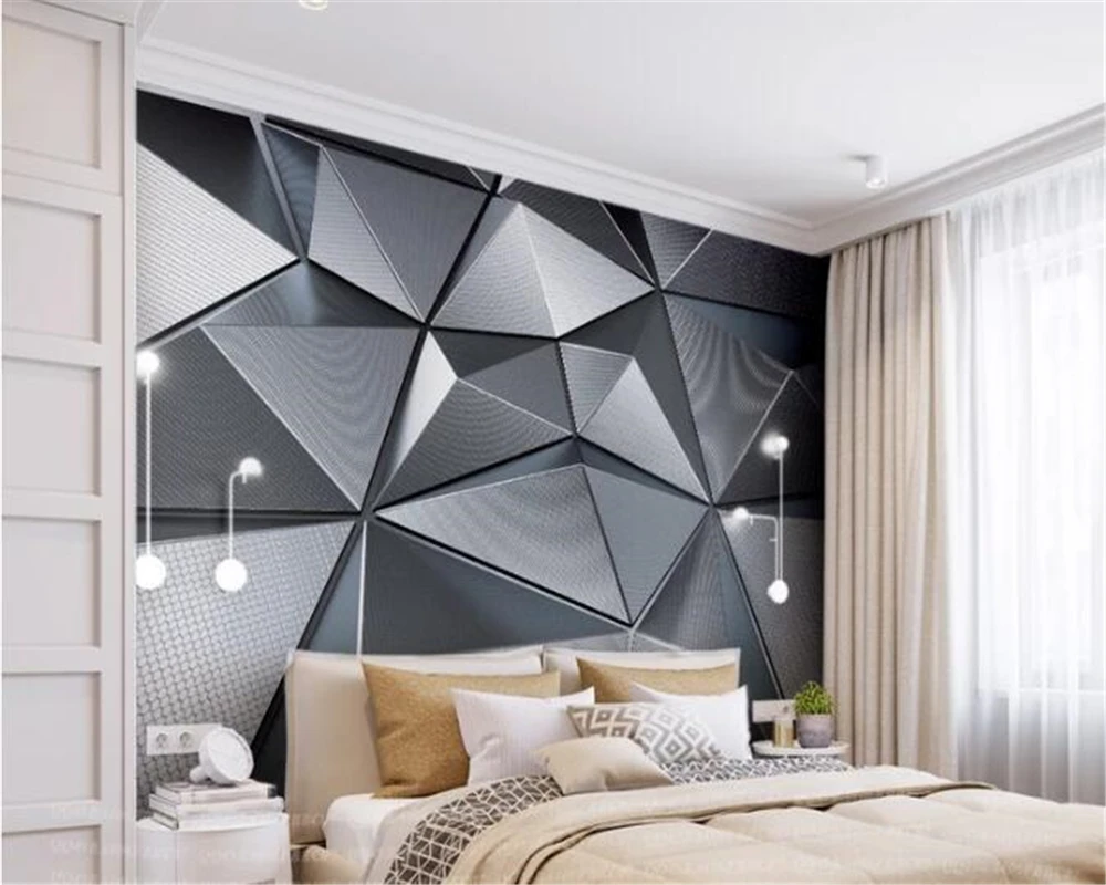 custom 3d tapete wohnzimmer schlafzimmer tapeten wandbild 3d geometrische  abstrakte grau dreiecke hintergrund 3d tapete