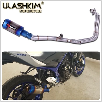 Free Shipping R25 R3 MT-03 MT03 Motorcycle Full Exhaust System Mid Link Pipe Muffler Slip On For Yamaha R25 R3 MT03 2014-2018 tkosm rsv4 motorcycle exhaust full system mid link pipe motorbike carbon fiber muffler sticker slip on for aprilia rsv4 2012 15