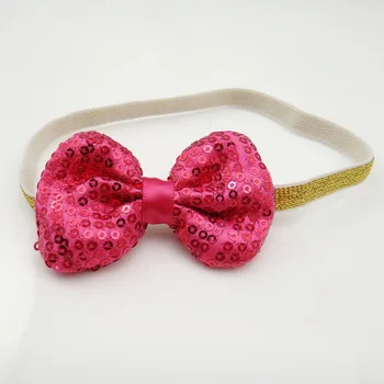 

Boutique 12pcs/6C Fashion Cute Sequin Bow Soft Hairbands Solid Glitter Bowknot Headbands Princess Headwear Hair Accessories