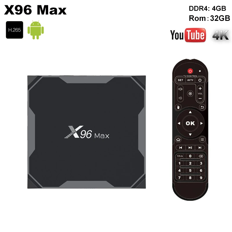 

X96Max Amlogic S905X2 Quad Core Smart TV BOX Android 8.1 4GB DDR4 32GB 2.4G&5GHz Wifi BT4.0 1000M 1080P 4K Set top box X96 Max