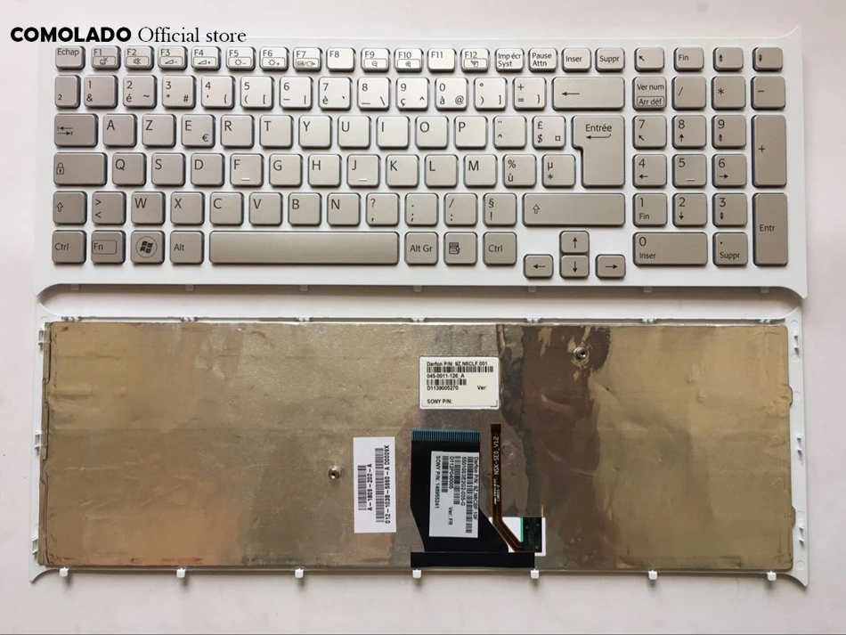 

FR French keyboard For SONY PCG-71613L PCG-71713L VPCCB VPCCB15FD VPCCB22FD Silver with backlit Frame keyboard FR Layout